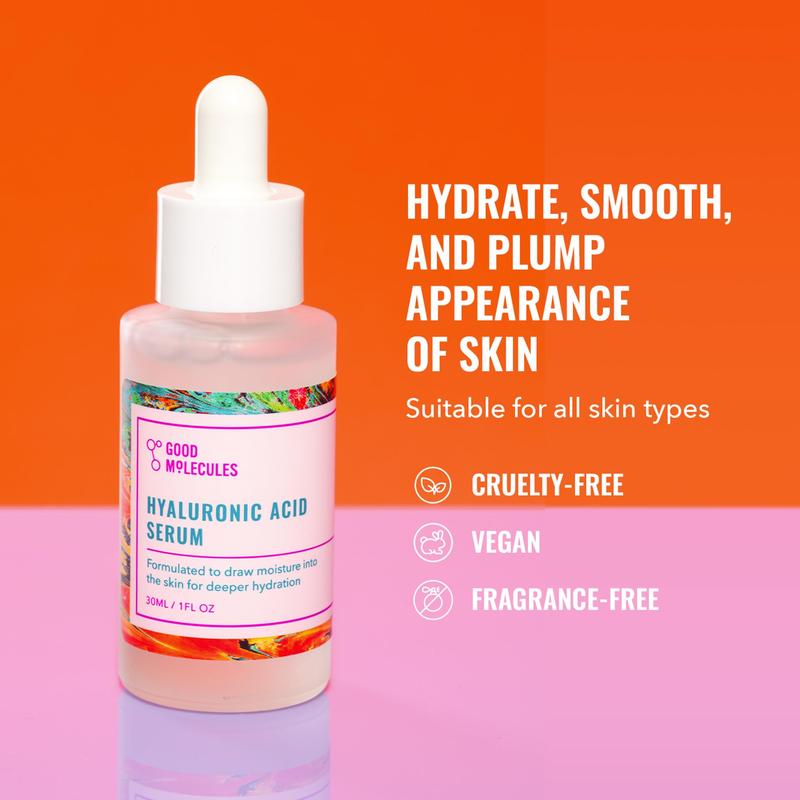 Good Molecules Hyaluronic Acid Serum - Hydrating, Non-greasy formula to Moisturize, Plump Lightweight Moisturizing