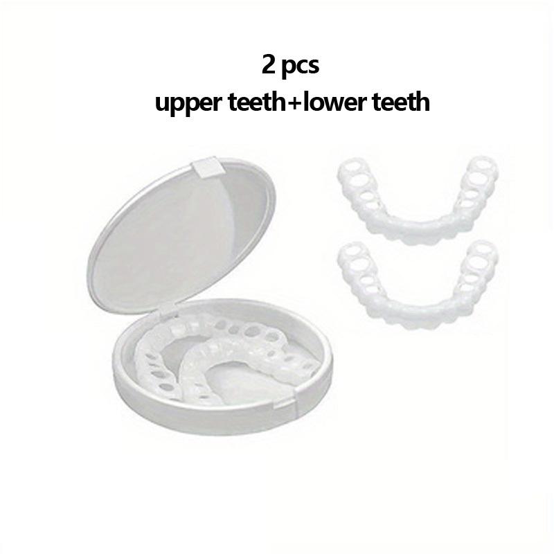 2-Pack, Comfortable and Flexible White Denture Veneers with Upper and Lower Denture Accessories, Unisex, Easy-to-Wear Dental Accessories - The Ultimate Denture Veneer Solution to Boost Your Confidence