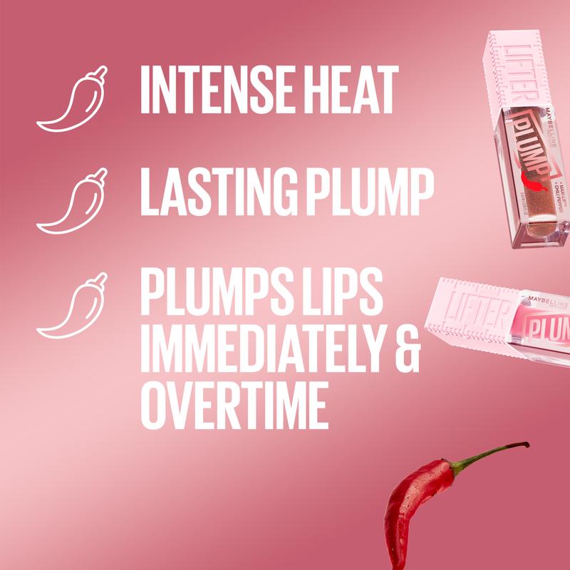 Maybelline Lifter Gloss Lifter Plump, Plumping Lip Gloss with Chili Pepper and 5% Maxi-Li