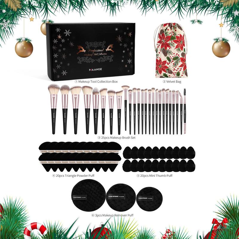 Makeup Tool Set, 69pcs set Makeup Brush & Powder Puff & Storage Bag & Makeup Remover Puff, Professional Makeup Tools for Women