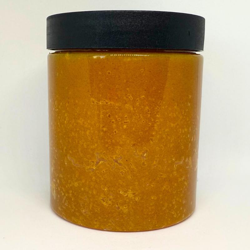 Turmeric Sugar Scrub, Exfoliating Body Scrub, Even Out Skin Tone, Glowing Skin, Radiant Skin, Turmeric Oil, Clary Sage, Frankincense Oil, Myrrh Oil