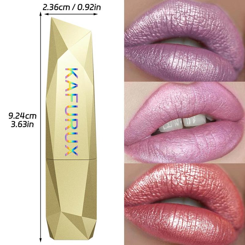 Long Lasting Shimmer Lipstick, 1 Count Moisturizing Lipstick, Glossy Lip Glaze Stick, Plumping Lipstick, for All Occasions Lip Makeup, Christmas Gift