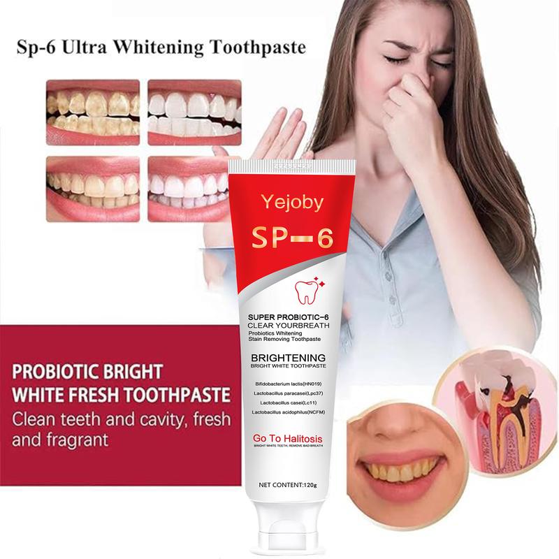 (3 Counts only 19.99$) SP-6 Probiotic Toothpaste - Enhanced Formula Nourishes Oral Microbiome, Eliminates Stains, & Ensures Lasting Fresh Breath sp6,sp-6,SP6