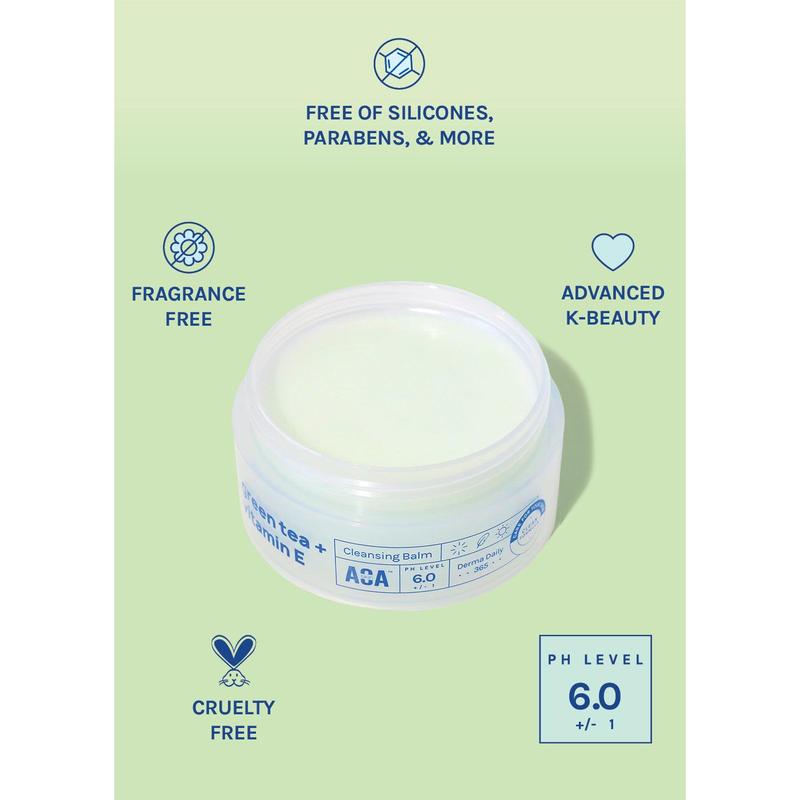 AOA Skin Green Tea + Vitamin E Cleansing Balm Sensitive Skin Fragrance Free All Skin Types Hydrating