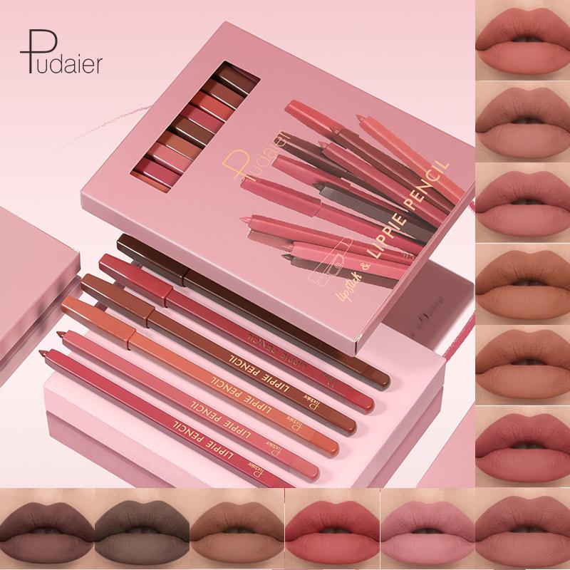 Pudaier Creamy Lip Liner Set 12 Shades Waterproof Lasting High Pigment Matte Lipliner Kit Smooth Lip Pencil Makeup