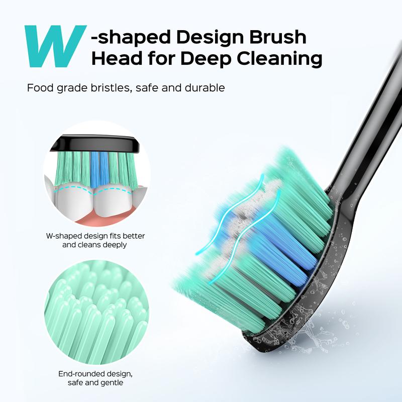 COSLUS Electric Toothbrush：6 Brush Heads with 5 Modes, 47,000 VPM, 10x Cleaning Power, IPX7 Waterproof, For home or travel use, Daily&Oral&Cleansing