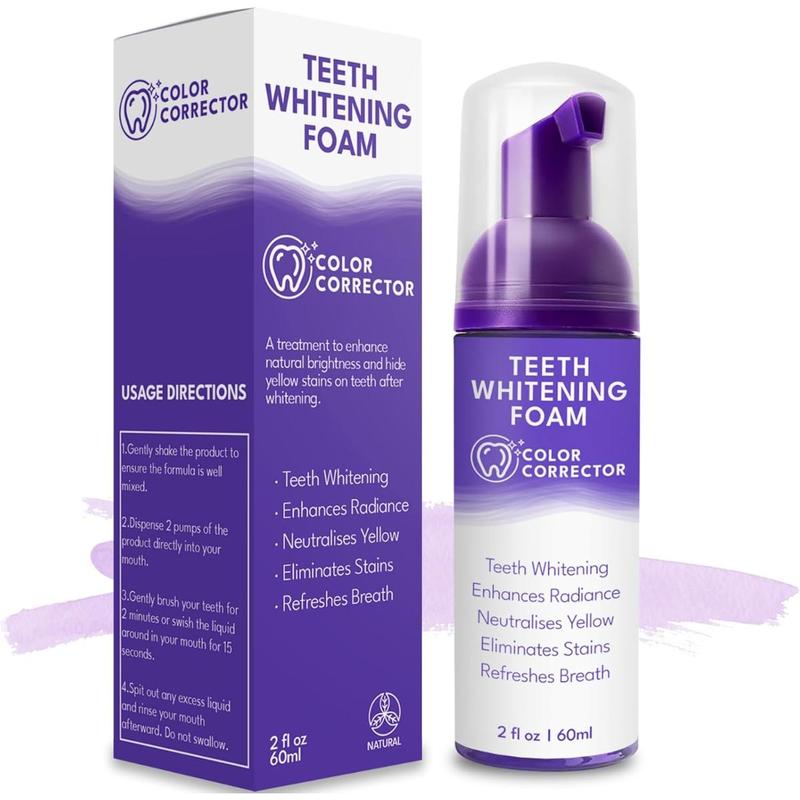 Purple Toothpaste ， Tooth Color Corrector, Fresh Breath and Teeth Whitening Booster, Tooth Stain Removal,  60 ml. Purple Deep Mint Oral Toothbrush