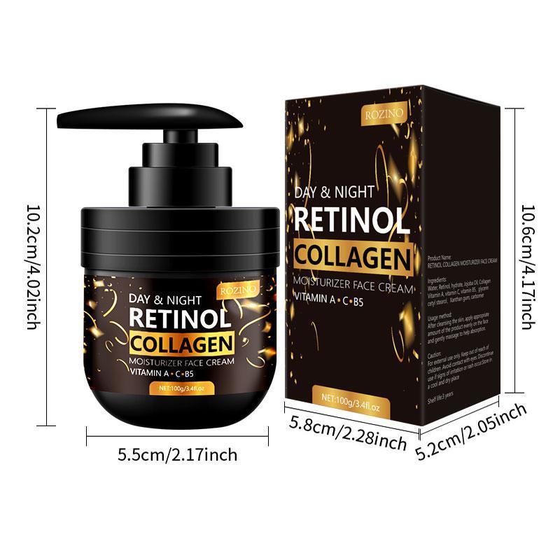 100g Retinol Collagen Moisturizing Cream, 1 Count Hydrating Skin Care Day Cream Night Cream, Face Lotion for Women and Men All Skin Types