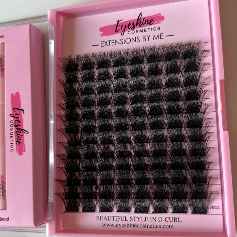 Eyeshine Mega Volume (black 12-18mm) lash clusters includes a Black bond and Seal