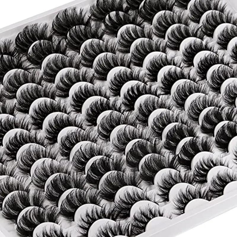 6 Styles 5D Fluffy False Eyelashes for Music Festival Makeup for Summer, 48 Pairs Wispy Cat Eye Look Faux Cluster Natural Curling Eyelashes Extensions V Curl Lash Extension