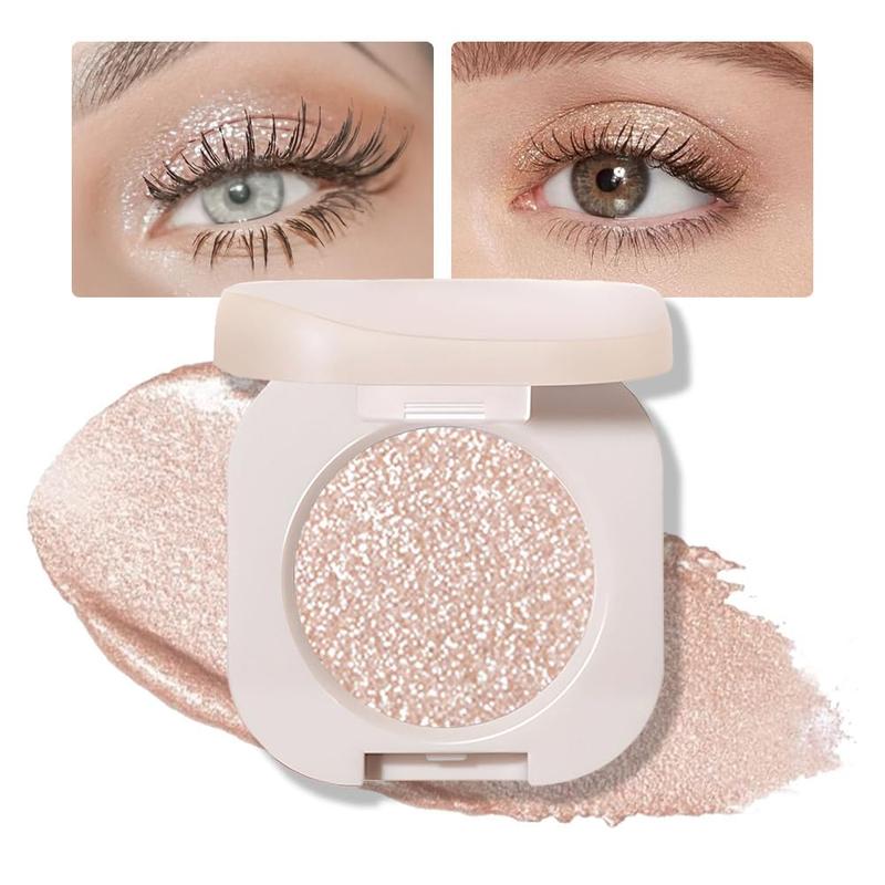 Monochrome Glittle Eyeshadow, light eyeshadow, pressed glitter eyeshadow, Glittle Matte Pressed Powder Single Vegan Eyeshadow; Talc, Paraben & Cruelty Free,(11) Light Brown Glitter