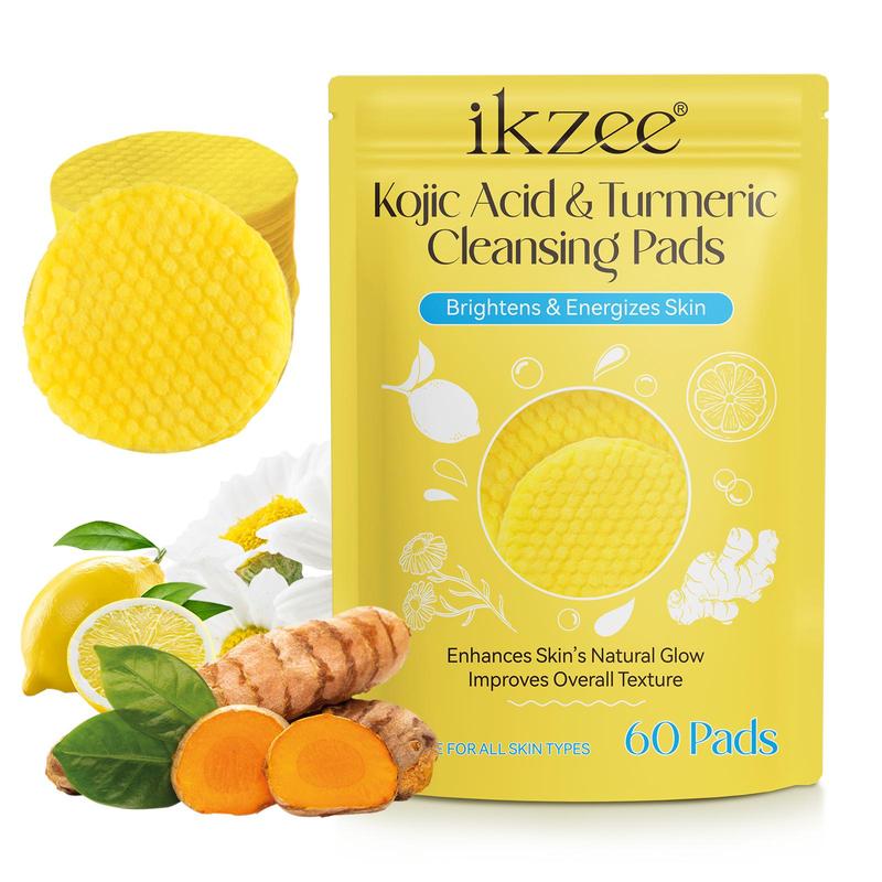 Kojic Acid Turmeric Cleansing Pads, 60pcs box Balances Skin Oil, Mild and Non-irritating, Moisturizes The Skin and Enhances Skin Radiance