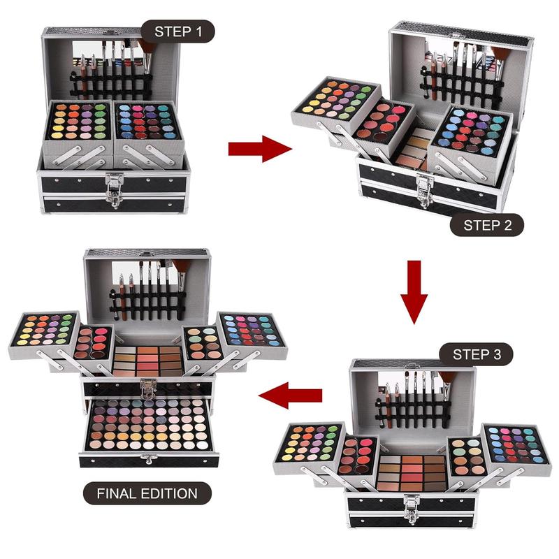 132 Color All In One Makeup Gift Set Kit- Includes 94 Eyeshadow, 12 Lip Gloss, 12 Concealer, 5 Eyebrow powder, 3 Face Powder, 3 Blush, 3 Contour Shade, 2 Lip Liners, 2 Eye Liners, 4 Eyeshadow Brush