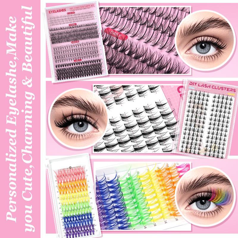 Individual Lashes with Tools, 1 Set Natural Look Eyelash Extensions, Self Grafting Curl Eyelashes with Eyelash Tools, Eye Makeup Enhancement False Eyelashes, Christmas Gift