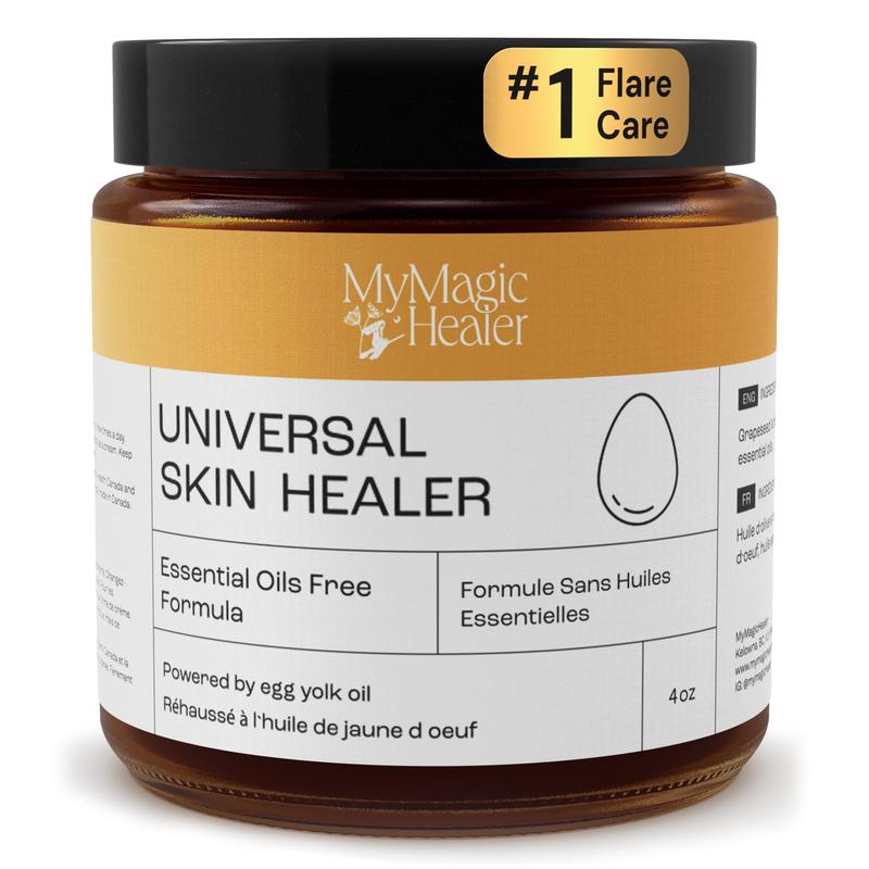 Universal Skin Healer | All Natural Flare Care | Eczema, Dry, Irritated and Cracked Skin | Made with Egg Yolk Oil and Propolis (4oz)