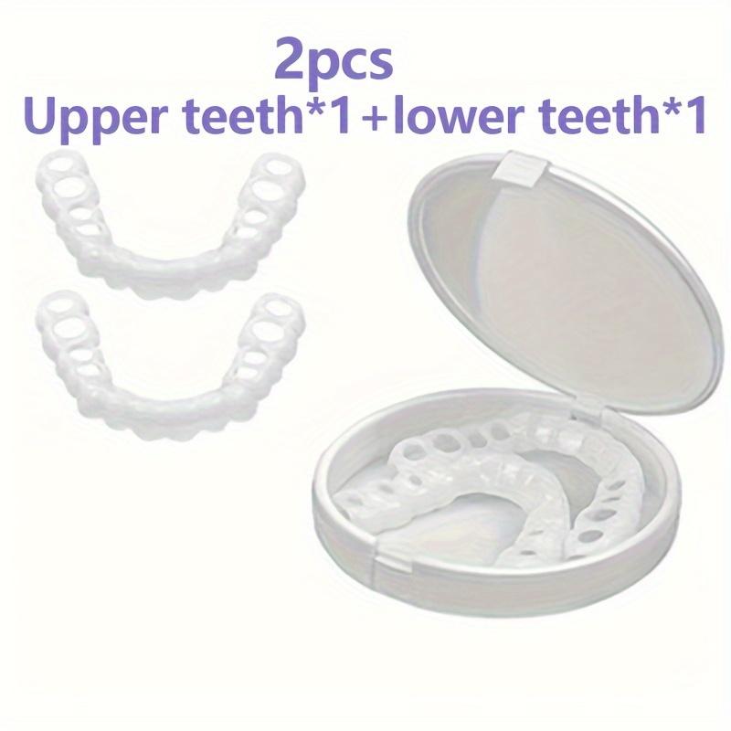 2-Pack, Comfortable and Flexible White Denture Veneers with Upper and Lower Denture Accessories, Unisex, Easy-to-Wear Dental Accessories - The Ultimate Denture Veneer Solution to Boost Your Confidence