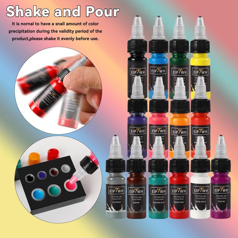 Tattoo Ink Set, 14pcs set Tattoo Pigment, Professional Tattoo Ink Pigment, Body Art Tattoo Pigment, Tattoo Supplies for Beginners & Professionals, Body Makeup, Christmas, Christmas Gift