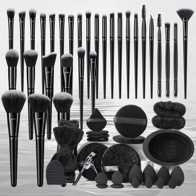 Makeup Tool Set, 56pcs set Makeup Brush & Sponge & Puff & Headband & Eyelash Curler & Brush Cleaning Tool, Makeup Brushes Set for Christmas Gift, Professional Cosmetic Makeup Tools for Women