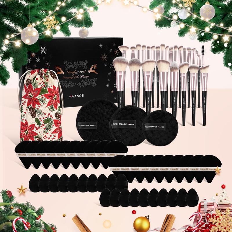 Makeup Tool Set, 69pcs set Makeup Brush & Powder Puff & Storage Bag & Makeup Remover Puff, Professional Makeup Tools for Women