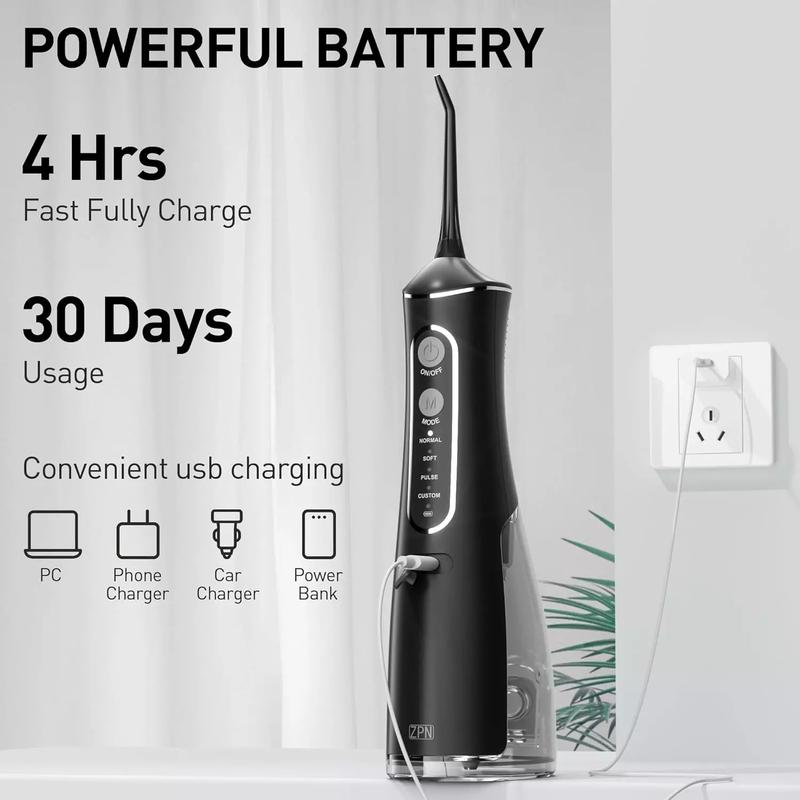 Achieve Daily Cleansing with Cordless Oral Irrigator Water Flosser - 3+1 Cleaning Modes Available