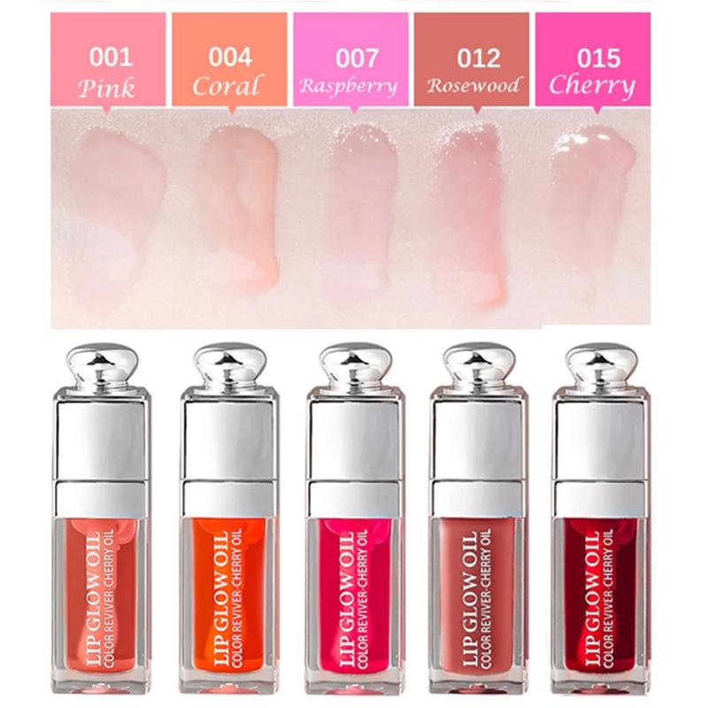 Hydrating Lip Glow Oil, Moisturizing Lip Glow Oil, Nourishing Glossy Transparent Lip Oil, Plumping Lip Oil, Lip Balm, Non-sticky Tinted Toot Lip Balm for Lip Care (CHERRY) 0.2 OZ