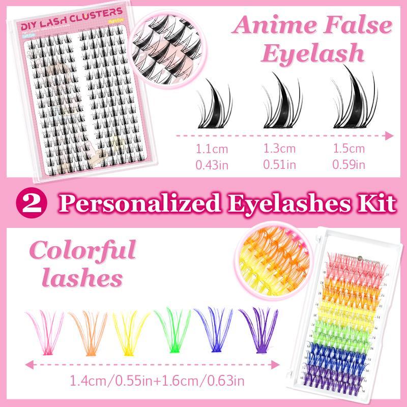 Individual Lashes with Tools, 1 Set Natural Look Eyelash Extensions, Self Grafting Curl Eyelashes with Eyelash Tools, Eye Makeup Enhancement False Eyelashes, Christmas Gift