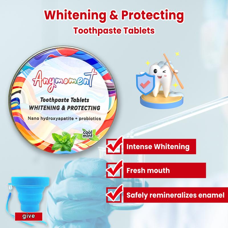 Anymoment Coconut Toothpaste Tablets-Nano Hydroxyapatite, Flouride & Plastic Free, Eco & Travel Friendly - Remineralize with NHA （62 PCS) toothpaste tablet