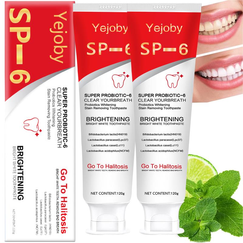 (3 Counts only 19.99$) SP-6 Probiotic Toothpaste：Enhanced Formula Balances The Oral Microbiome, Removes Stains, And Provides Long-lasting Fresh Breath.