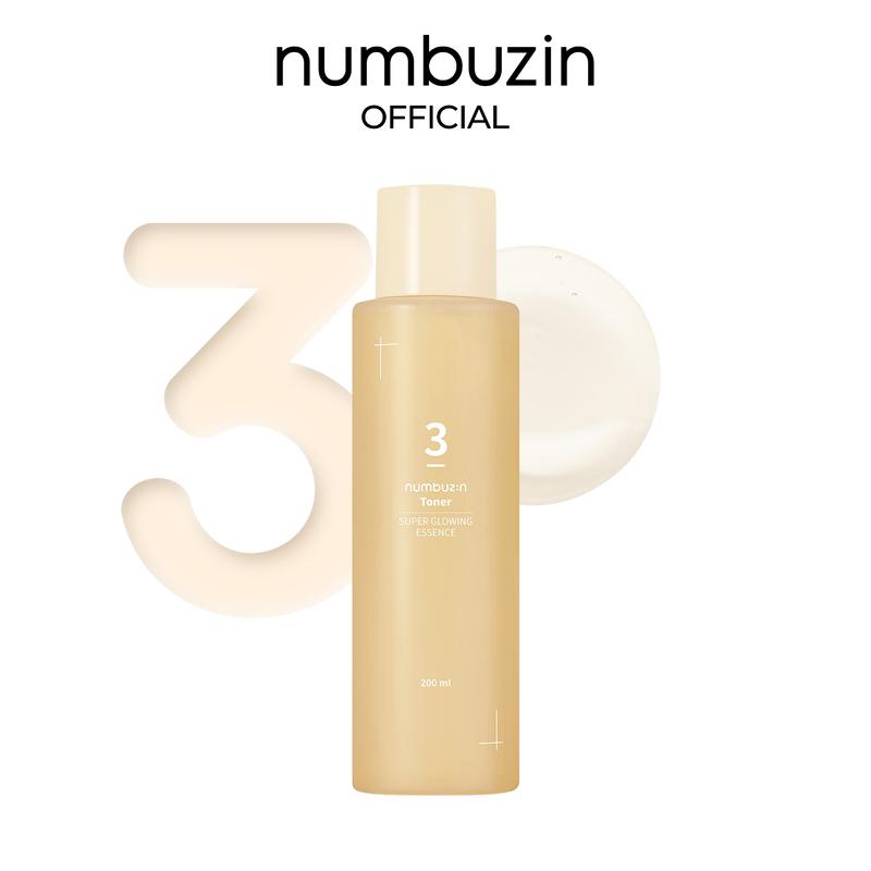 numbuzin No.3 Super Glowing Essence Toner | Skin Radiance, Pore Tightening, Skin Texture, Hydration | Fermented Ingredients, Niacinamide, Galactomyces | Korean Skin Care | 6.76 fl oz