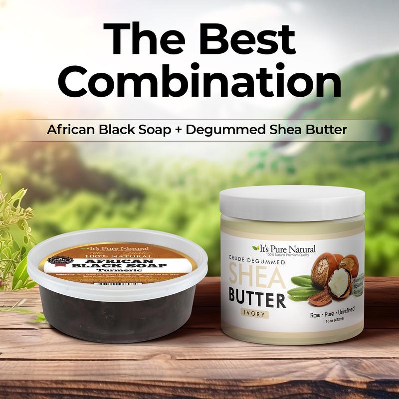 It's Pure Natural Crude Degummed African Ivory Shea Butter Body Moisturizer - 8 oz for Dry Skin and Eczema Body Care Lotions Smooth Blemish