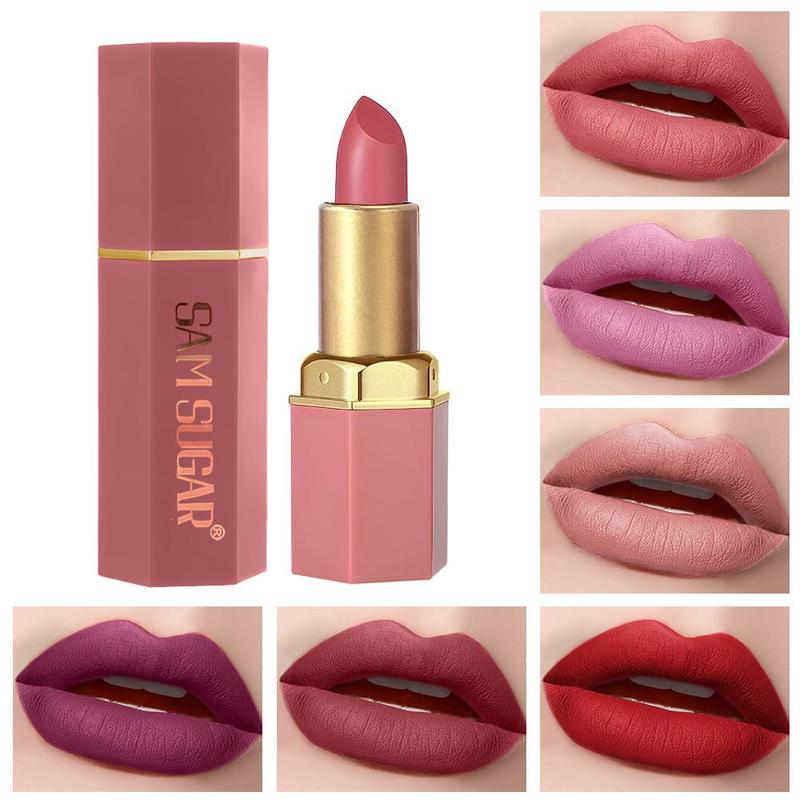 Long Lasting Matte Lipstick Set, 6 Counts set Moisturizing Shimmer Lipstick, Glossy Lip Glaze Stick, Plumping Lipstick for Girls & Women, Christmas Gift