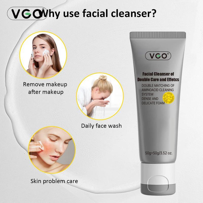 VGO Three-In-One Kit Vitamin C serum 30ml 60ml Snail Mucin 92% Moisturizer Facial Cleanser of Double Care and Effets Skincare Repairing