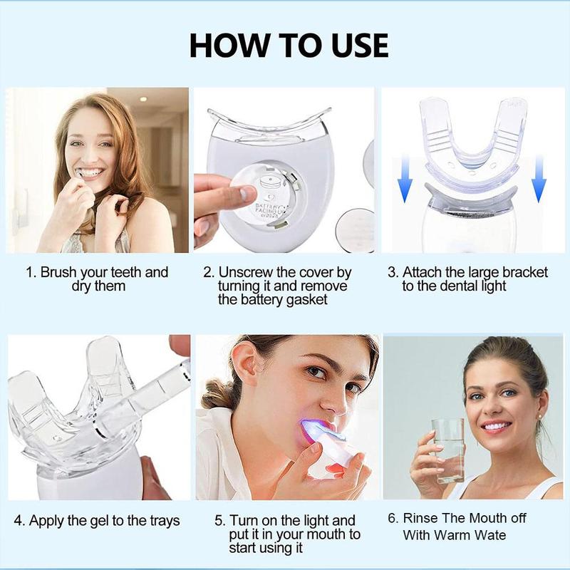 Led Teeth Brightening Kit, 1 Set Led Teeth Brightening Device Kit Including 5 X 3ml Carbamide Peroxide Teeth Gel, Easy To Use