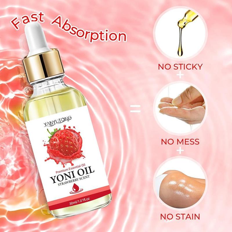 Strawberry Yoni Oil & Soap Set, 1 Set Moisturizing Body Care Set, Including Yoni Oil & Yoni Soap & Mesh Bag, Body Care Product for Women