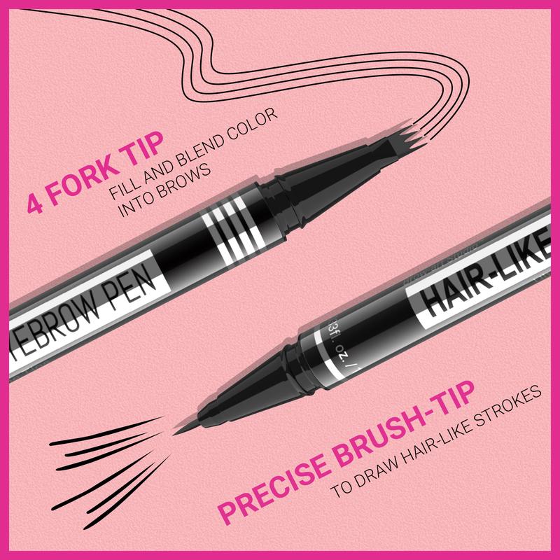 iMethod Microblading Eyebrow Pen - Eyebrow Pencil Magical 2-in-1 Dual-Ended Eye Brow Pencils for Women with 4-Fork-Tip & Precise Brush-Tip