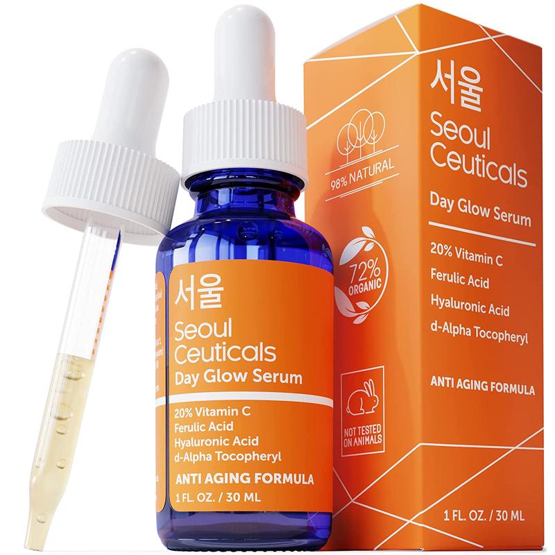 SeoulCeuticals Korean Skin Care 20% Vitamin C Hyaluronic Acid Serum + CE Ferulic Acid - Potent Anti Aging, Anti Wrinkle Korean Beauty 1oz Acne Clear Daily Facial Facial Serum Skin Repair Comfort