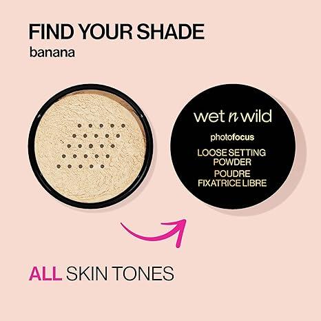 wet n wild Photo Focus Loose Baking Setting Powder, Highlighter Makeup, Suitable for All Skin Tones, Banana