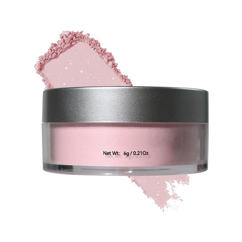 Pink Shimmer Setting Powder, Finishing Powder Oil Control for Long Lasting Makeup, Lightweight Loose Powder, Waterproof Makes Blurring Powder for All Skin Tone 02