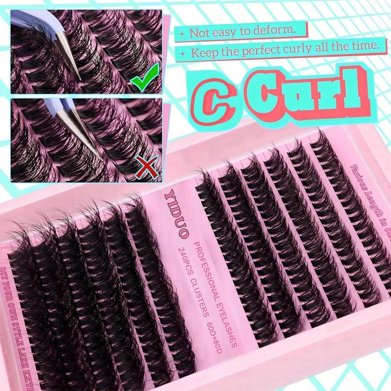 Christmas 10-20mm Mixed Individual Cosmetic False Lashes Clusters, 240pcs 234pcs 300pcs 308pcs Fluffy Curly Thick Fake Eyelashes, Lightweight Makeup Enhancement Lashes Clusters Kit, Lashes Strips Eyelashes Extension Clusters, Fall, Meatball in Makeup