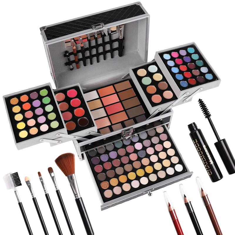 132 Color All In One Makeup Gift Set Kit- Includes 94 Eyeshadow, 12 Lip Gloss, 12 Concealer, 5 Eyebrow powder, 3 Face Powder, 3 Blush, 3 Contour Shade, 2 Lip Liners, 2 Eye Liners, 4 Eyeshadow Brush