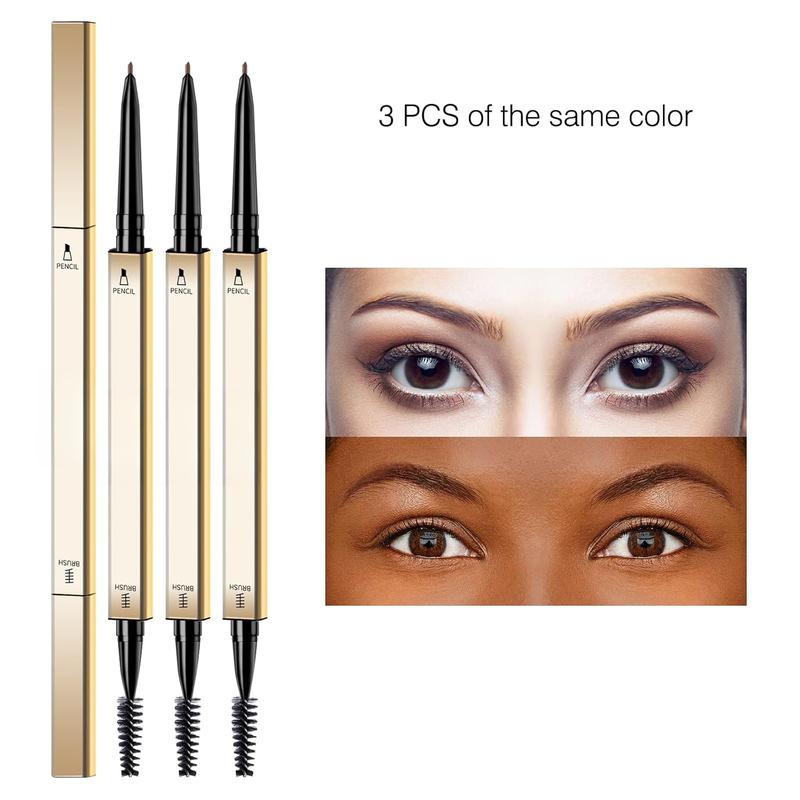 Eyebrow Pencil,3 PCS Waterproof Long-Lasting Microblading Dark brown Brow Pencil,Natural Eyebrow Makeup Ultra Slim Defining Eyebrow Pencils