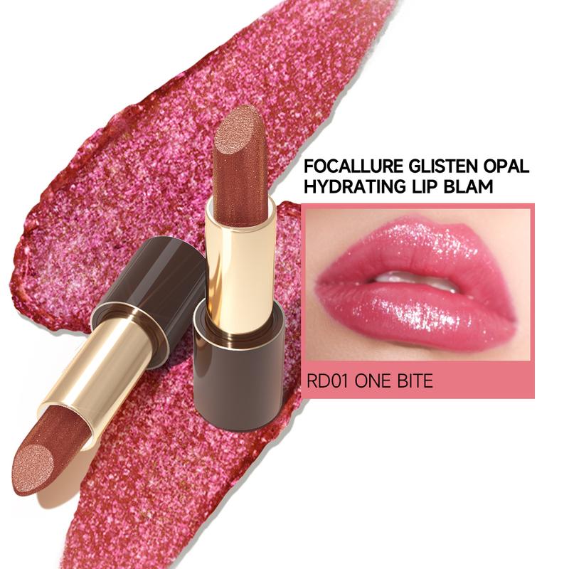 FOCALLURE Glisten Opal Hydrating Glitter Lipstick Lip Balm Set Moisturizing Glossy Cosmetic Makeup