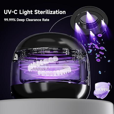 Ultrasonic Retainer Cleaner for Dentures, 45kHz Mouth Guard, Aligner, Toothbrush Head, Jewelry, Portable Cleaner for All Dental Appliances at-Home or Travel 200ML Gift Oral