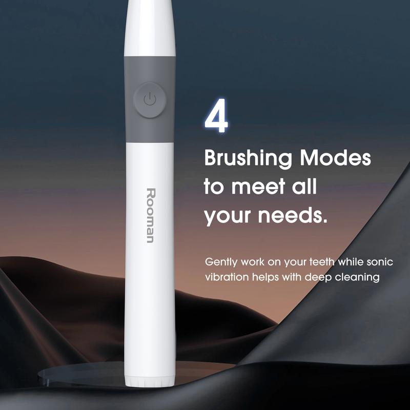 Rooman Electric Toothbrush, H9 Sonic Electric Brush with 6 Replacement Heads, Deep Cleaning Mode for Teeth Cleaning, IPX7 Waterproof Cleansing