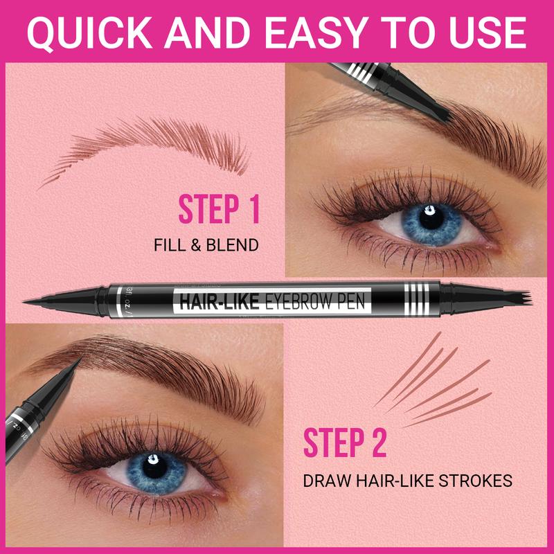 iMethod Microblading Eyebrow Pen - Eyebrow Pencil Magical 2-in-1 Dual-Ended Eye Brow Pencils for Women with 4-Fork-Tip & Precise Brush-Tip