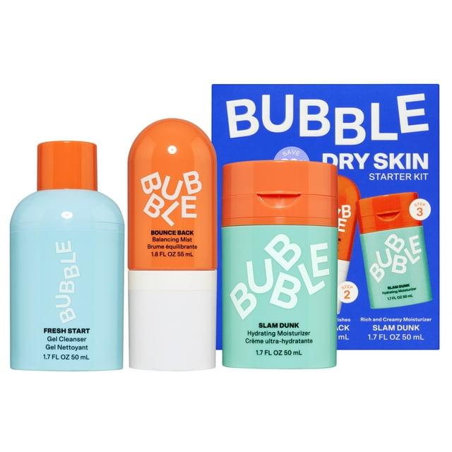 Bubble Skincare Hydrating Routine Bundle - Unisex - Cleanser, Toner, Moisturizer - Normal to Dry Skin - Gel