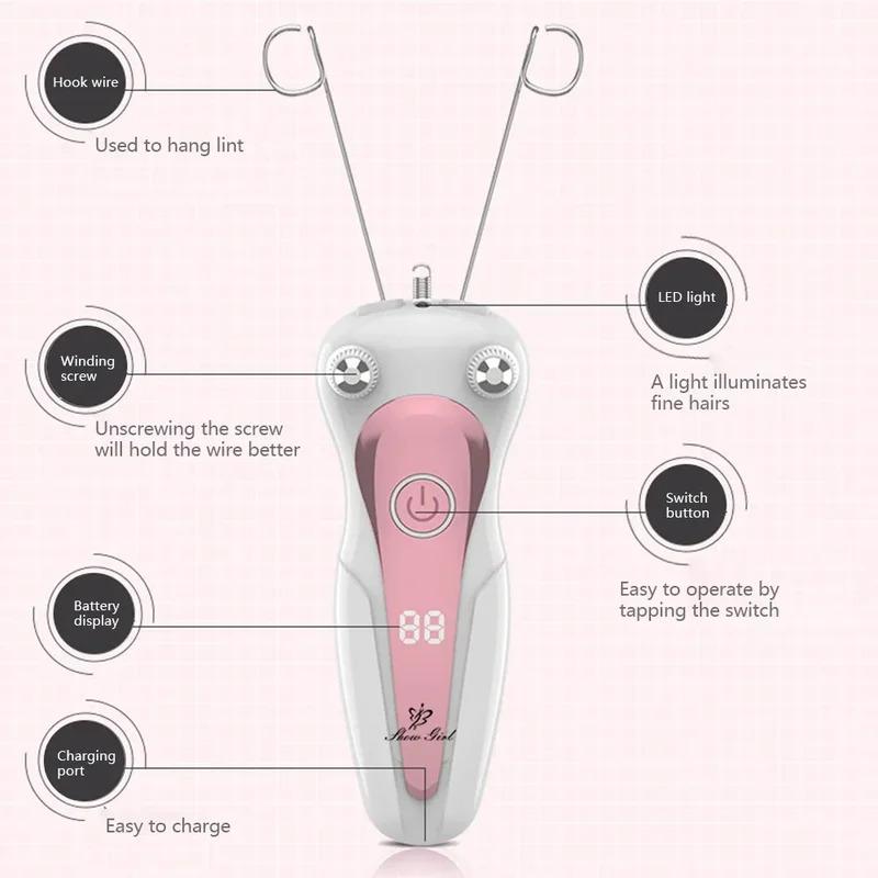 USB Rechargeable Body Hair Remover Women's Cotton Thread Leg Arm Shaver Razor Lady Beauty Neck Defeatherer Hair Epilator