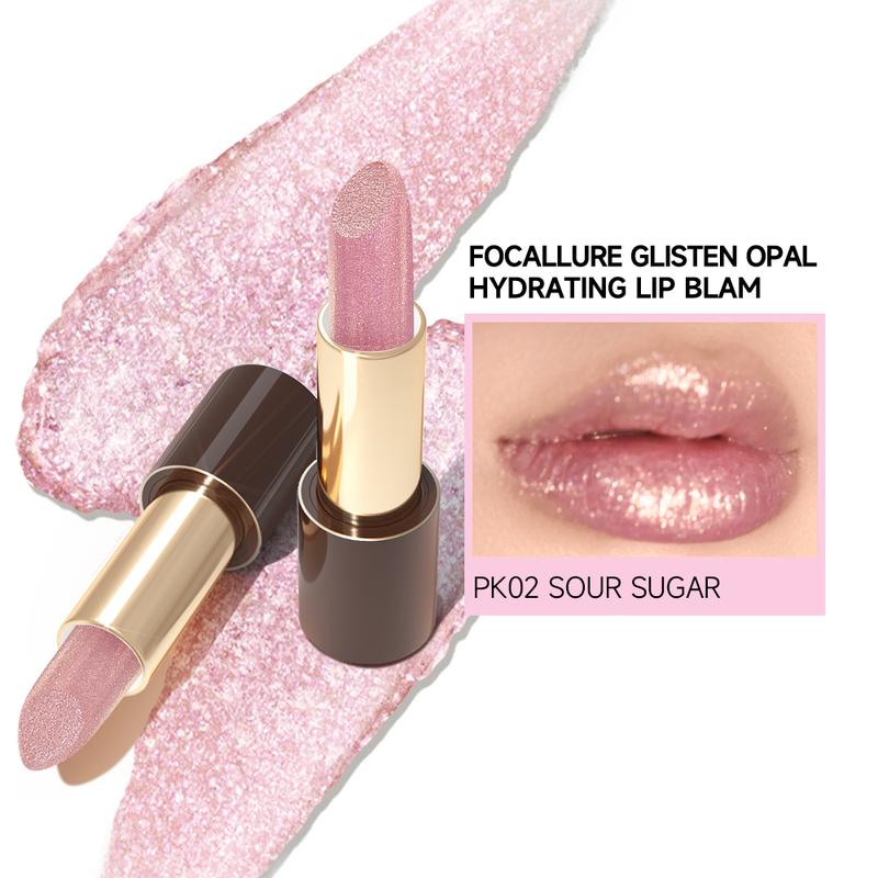 FOCALLURE Glisten Opal Hydrating Glitter Lipstick Lip Balm Set Moisturizing Glossy Cosmetic Makeup