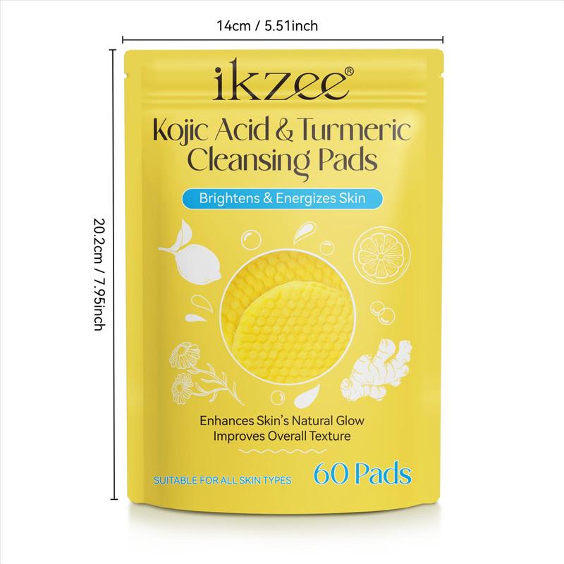 Kojic Acid Turmeric Cleansing Pads, 60pcs box Balances Skin Oil, Mild and Non-irritating, Moisturizes The Skin and Enhances Skin Radiance