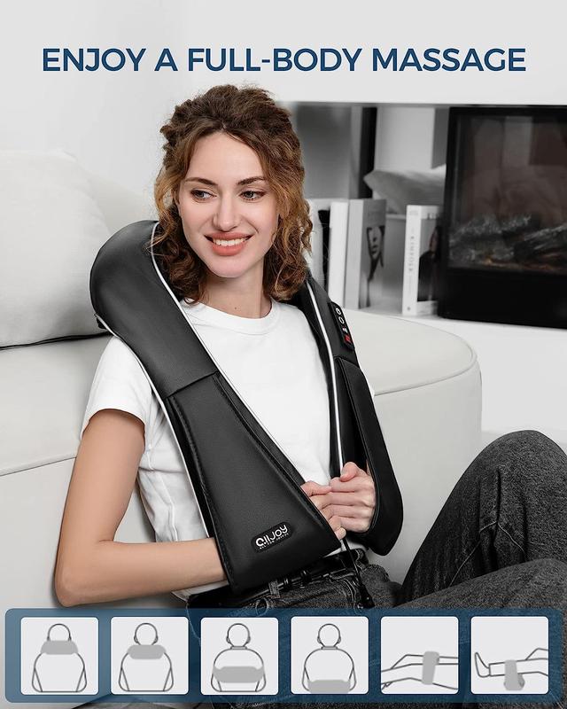 Shiatsu Back and Neck Massager with Heat, Electric Deep Tissue 3D Kneading Massage Pillow for Shoulder, Legs, Foot and Body, Relax Gifts for Men Women Mom Dad Adjustable mother's day gift Comfort, Massager For Neck,Neck And Shoulder Massager